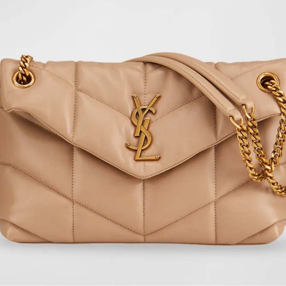 New Small YSL Loulou Puffer Shoulder Bag BEIGE
